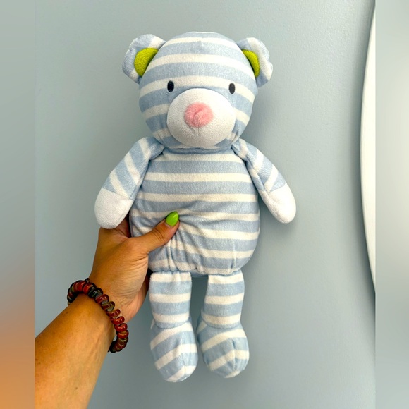 The Manhattan Toy Company WATSON Blue White Stripe Sewn Eyes Soft Lovey Plush‎ - Picture 1 of 7